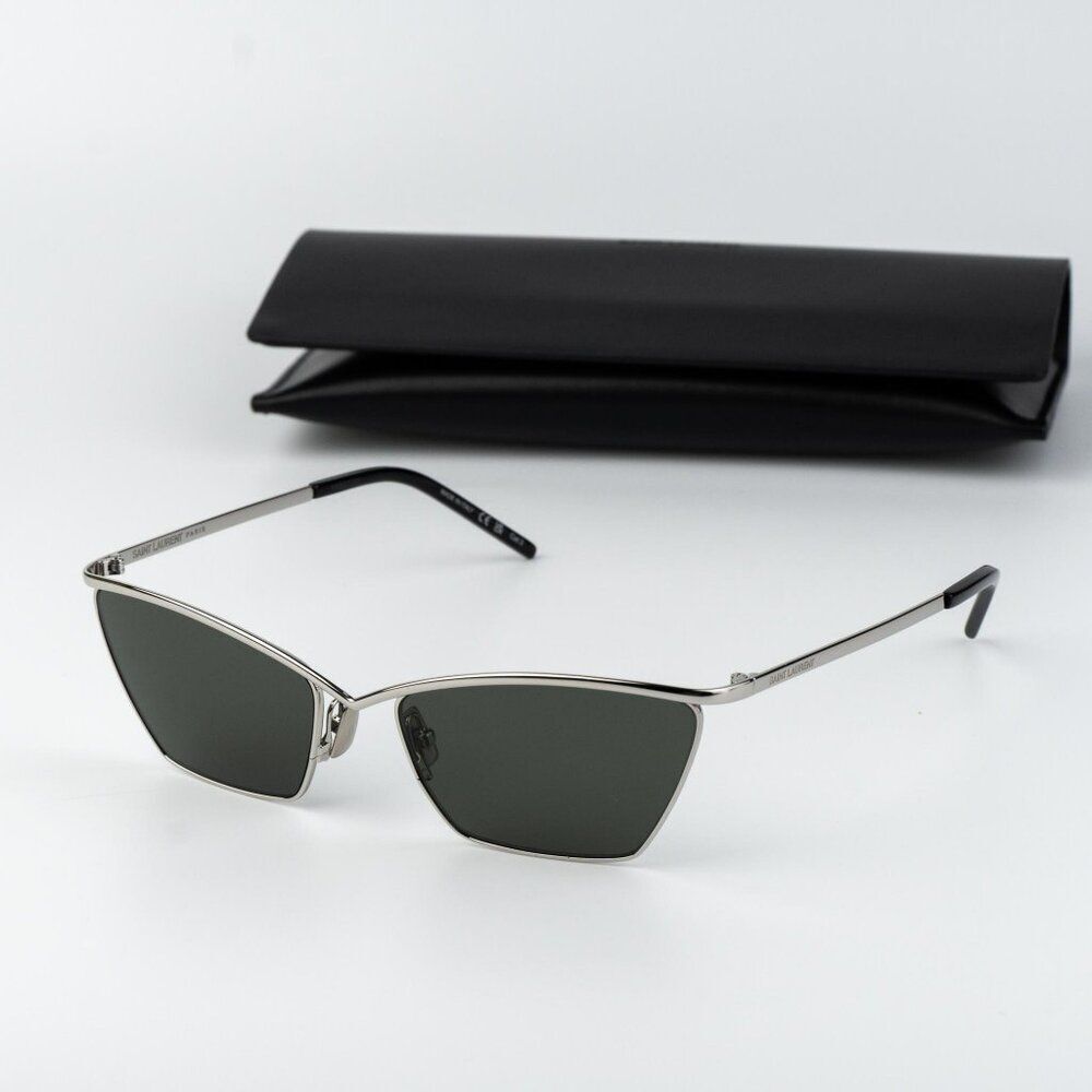 Saint Laurent Women Sunglasses Silver Grey Cat Eye SL637 002 NEW AUTHENTIC